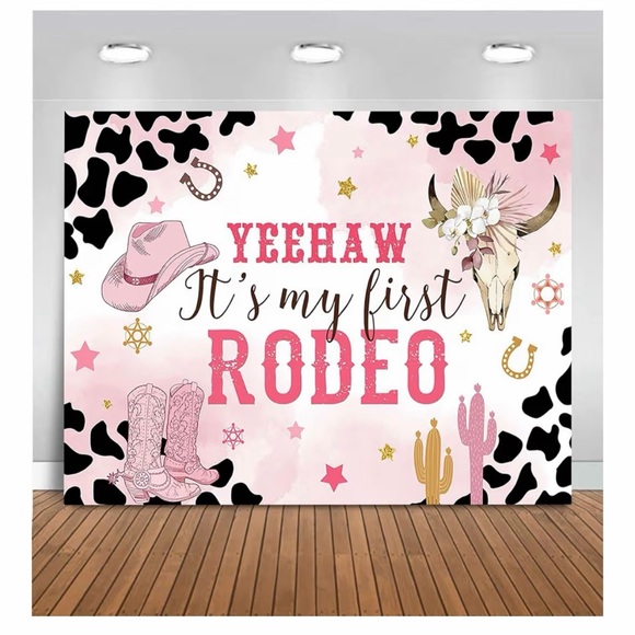 Yeehaw It's My First Rodeo Backdrop - Picture 4 of 4